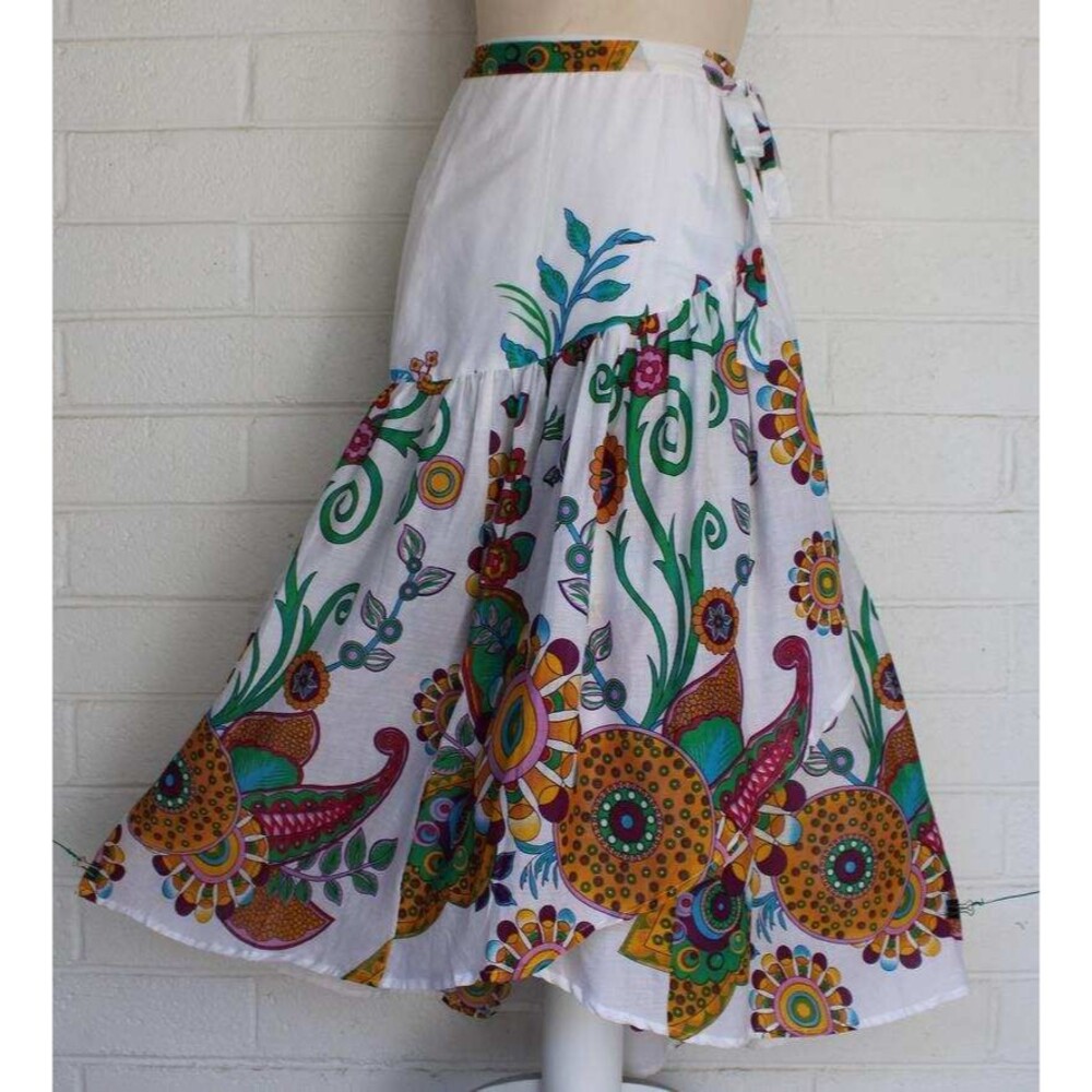 NWT Sacred Threads One Size Colorful Exotic Garden Full Wrap Skirt